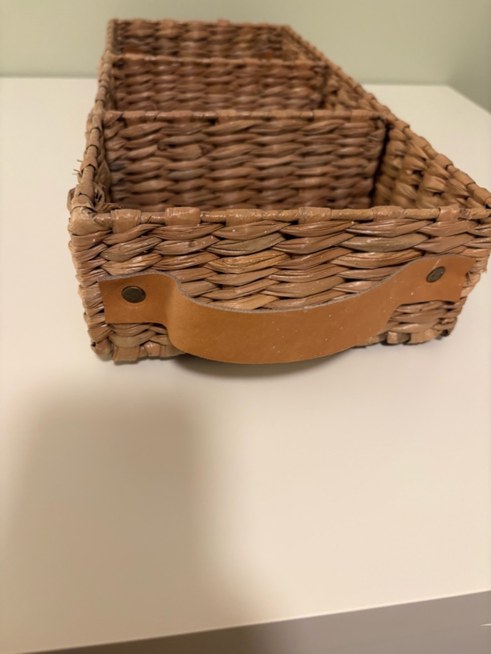 Hearth & Hand Woven 3-Compartment Rectangular Basket Tray in Natural Tan - Picture 5 of 6